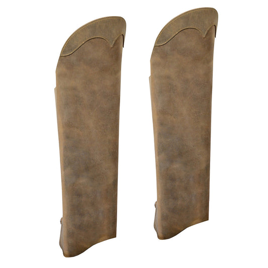 Distress Brown Leather Half Motorcycle Riding Chaps With Back Zipper MLM5555