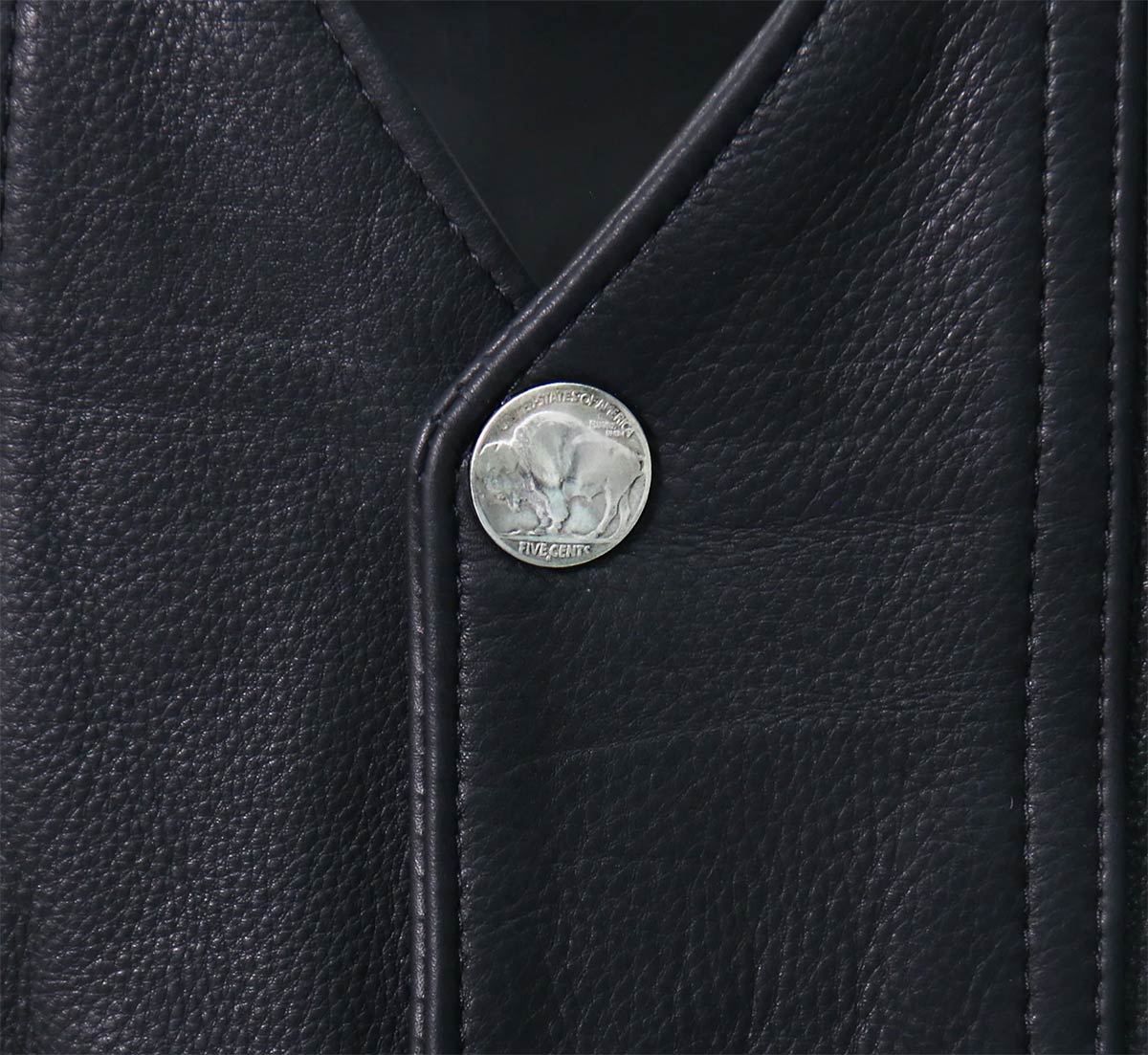 Men's Black 'Road Whip' Premium Motorcycle Leather Vest with Buffalo Snap Buttons