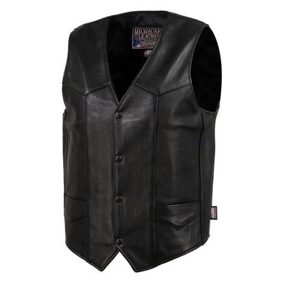 Men's Black 'Classic Western' Premium Motorcycle Leather Vest