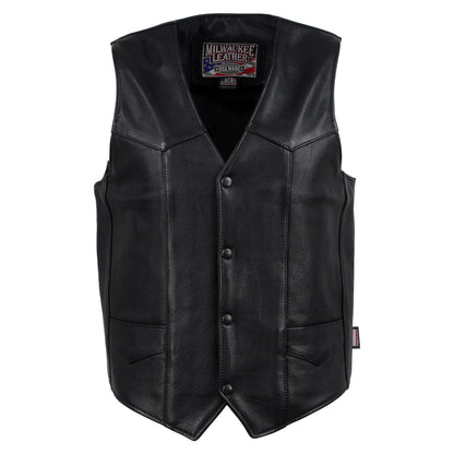 Men's Black 'Classic Western' Premium Motorcycle Leather Vest