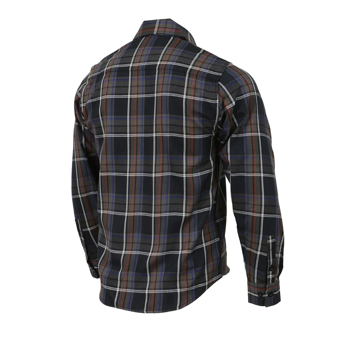 Men's Black, Purple, Grey and Red Long Sleeve Cotton Flannel Shirt