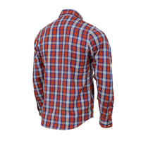 Men's Red and Blue with White Long Sleeve Cotton Flannel Shirt