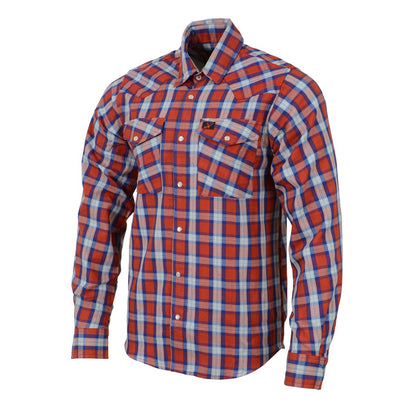 Men's Red and Blue with White Long Sleeve Cotton Flannel Shirt