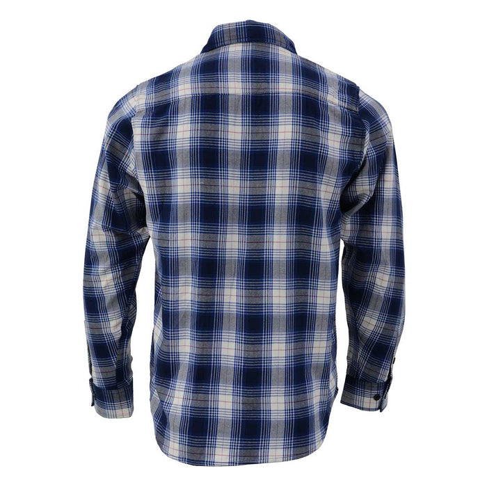 Men's Blue and White Long Sleeve Cotton Flannel Shirt