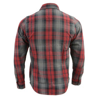 Men's Black Grey and Red Long Sleeve Cotton Flannel Shirt