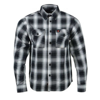 Men's Black and White Long Sleeve Cotton Flannel Shirt