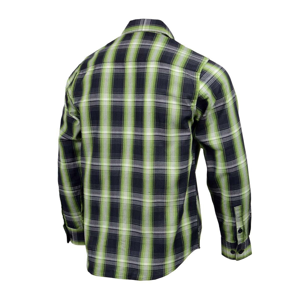 Men's Black and Green with White Long Sleeve Cotton Flannel Shirt