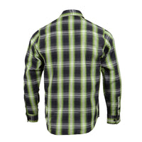 Men's Black and Green with White Long Sleeve Cotton Flannel Shirt
