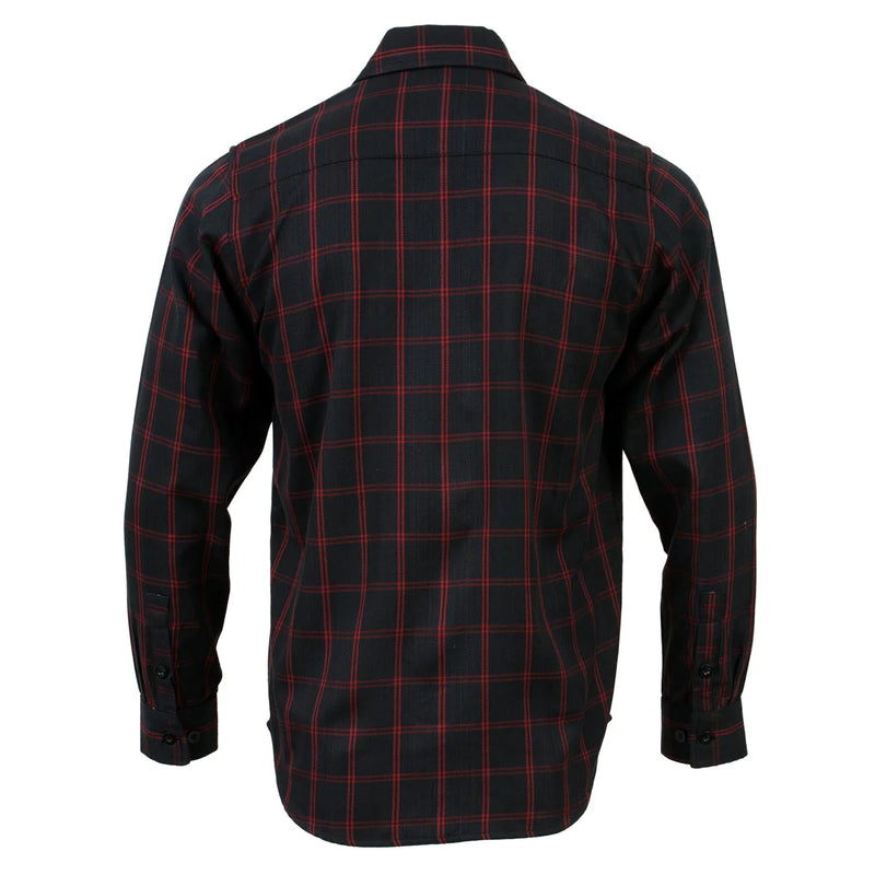 Men's Black and Red Long Sleeve Cotton Flannel Shirt