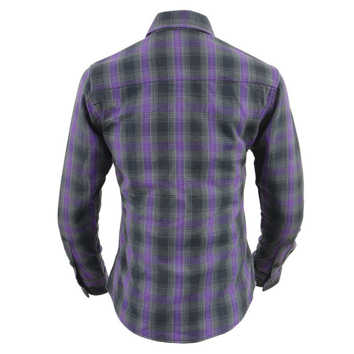 Women's Casual Black with Purple Long Sleeve Casual Cotton Flannel Shirt