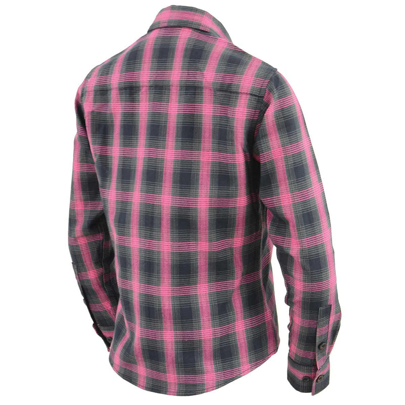Women's Casual Black with Pink Long Sleeve Casual Cotton Flannel Shirt