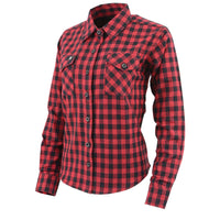 Women's Casual Red and Black Long Sleeve Cotton Casual Flannel Shirt