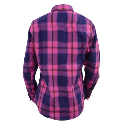 Women's Pink, Blue and Maroon Long Sleeve Cotton Flannel Shirt