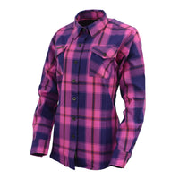 Women's Pink, Blue and Maroon Long Sleeve Cotton Flannel Shirt