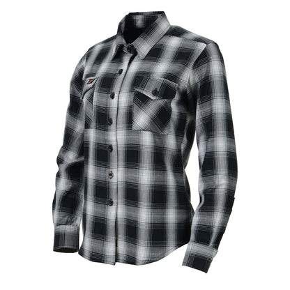 Women's Black and White Long Sleeve Cotton Flannel Shirt