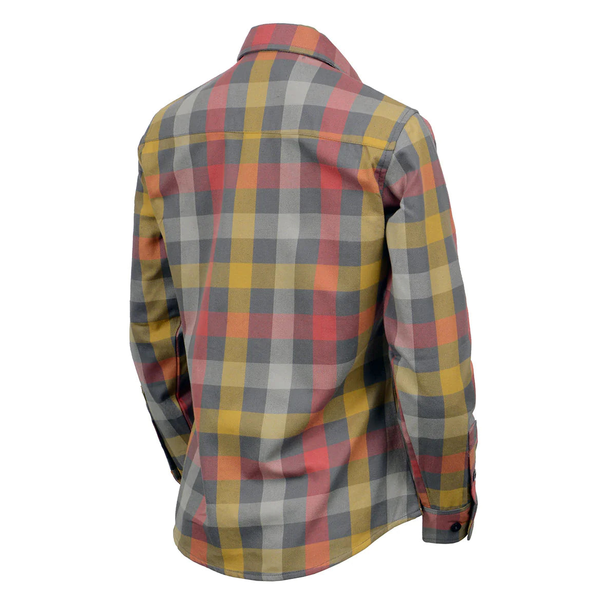 Women's Gray and Red with Yellow Long Sleeve Cotton Flannel Shirt