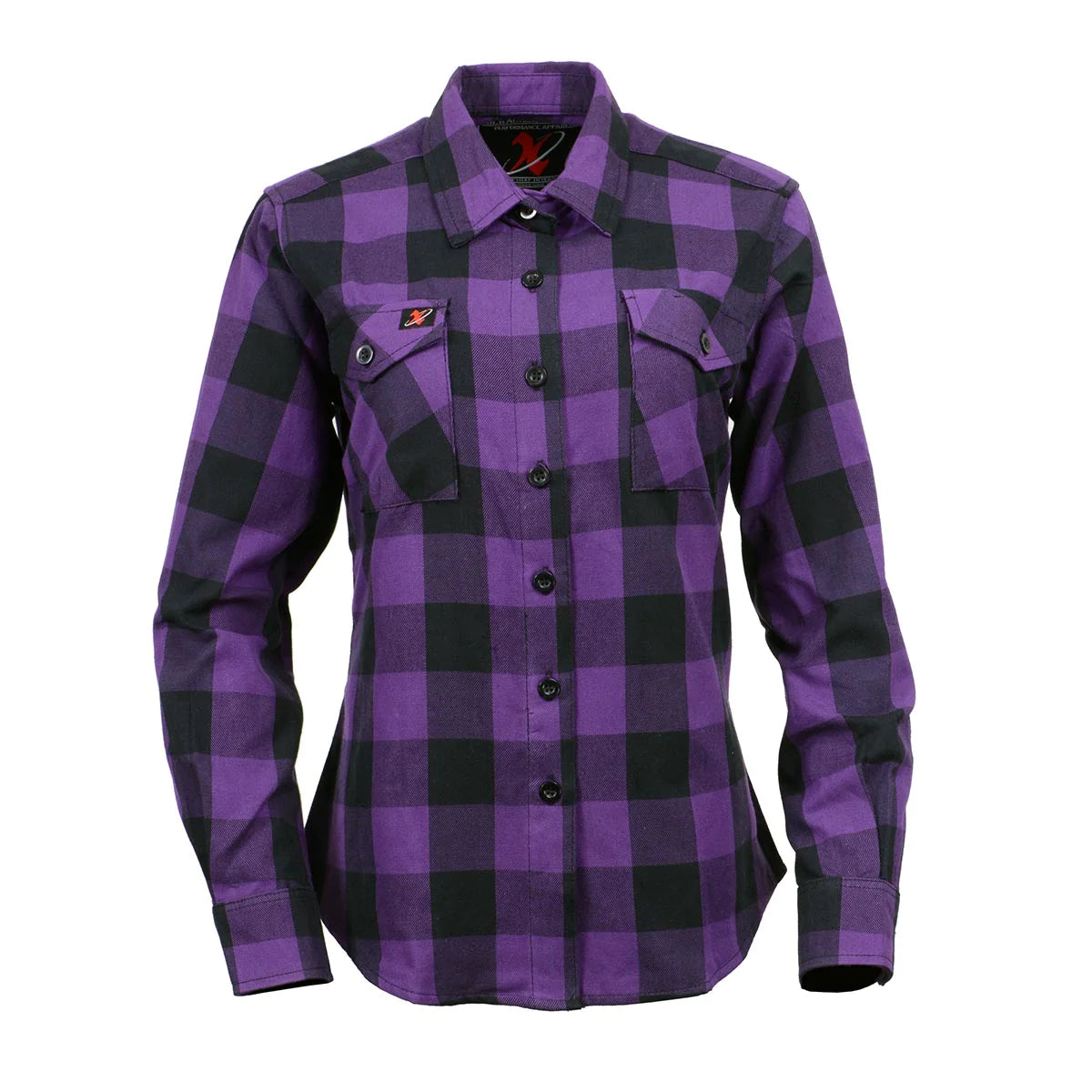 Women's Casual Black and Red Long Sleeve Cotton Flannel Shirt with Hoodie