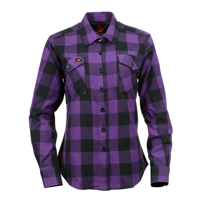 Women's Casual Black and Red Long Sleeve Cotton Flannel Shirt with Hoodie