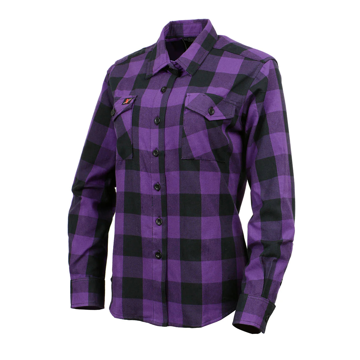 Women's Casual Black and Red Long Sleeve Cotton Flannel Shirt with Hoodie