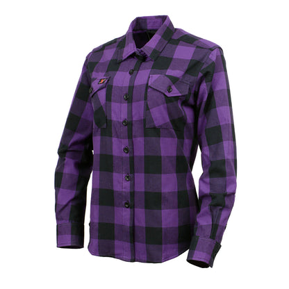 Women's Casual Black and Red Long Sleeve Cotton Flannel Shirt with Hoodie