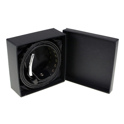 Men's Studded Black Genuine Leather Belt for Biker with Buckle - 1.5 inches Wide