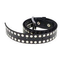 Men's Studded Black Genuine Leather Belt for Biker with Buckle - 1.5 inches Wide