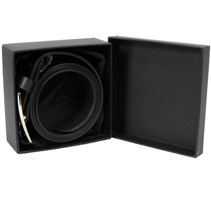 Men's Embossed Black Genuine Leather Biker Belt with Interchangeable Buckle