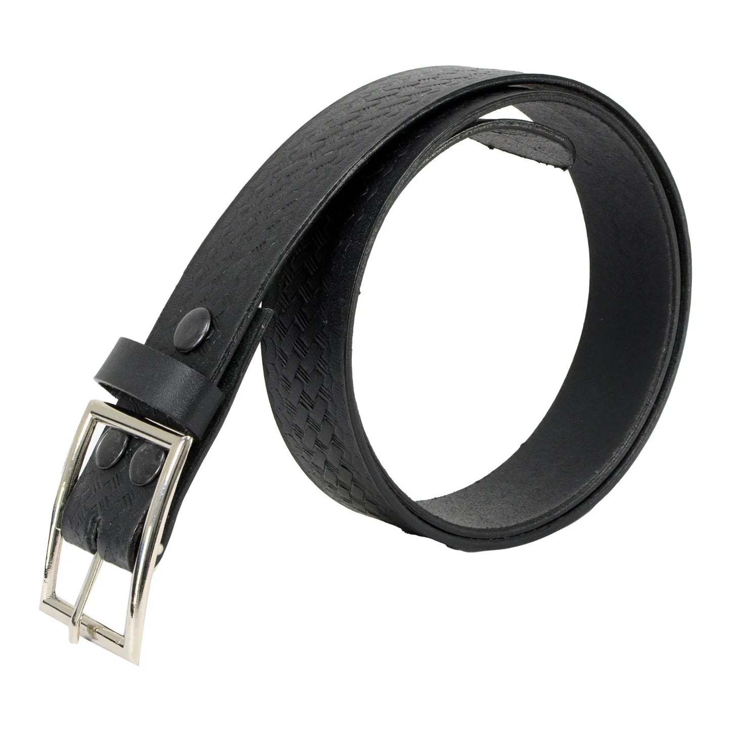 Men's Embossed Black Genuine Leather Biker Belt with Interchangeable Buckle