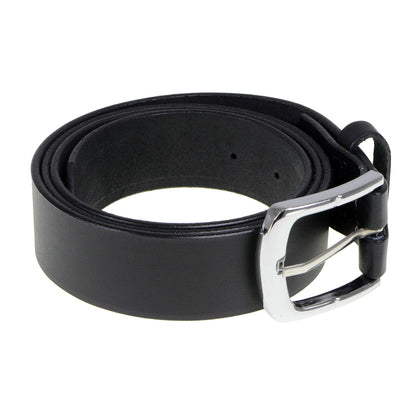 Men's Light Black Genuine Leather Belt with Interchangeable Buckle - 1.5 inches Wide