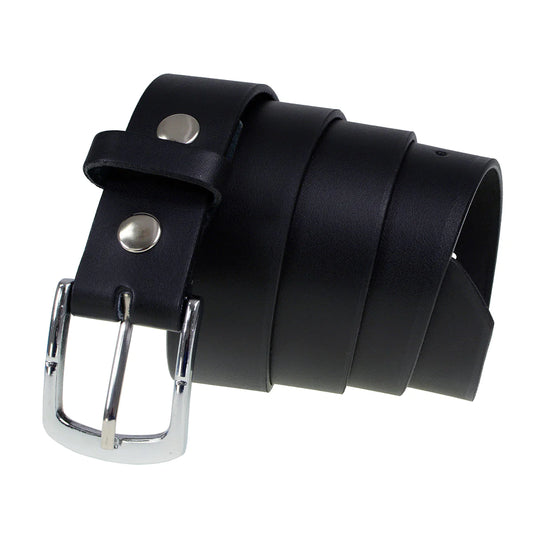 Men's Light Black Genuine Leather Belt with Interchangeable Buckle - 1.5 inches Wide