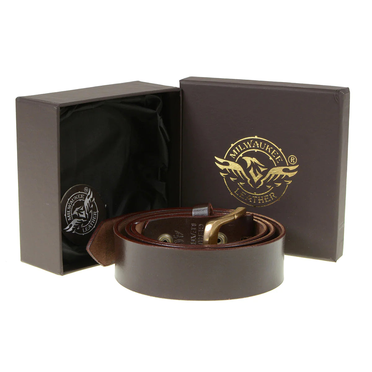 Men's Light Brown Genuine Leather Belt with Interchangeable Buckle - 1.5 inches Wide