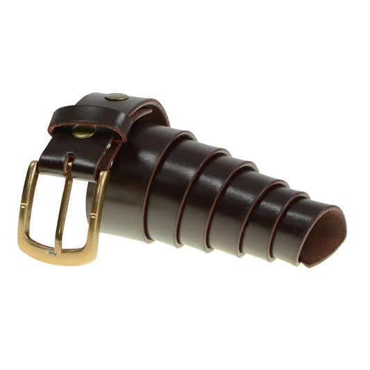 Men's Light Brown Genuine Leather Belt with Interchangeable Buckle - 1.5 inches Wide