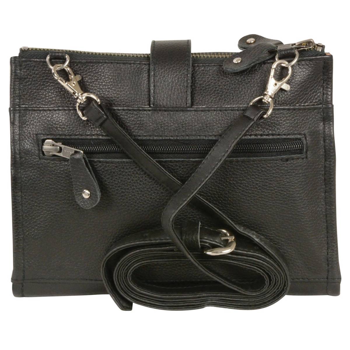 Women's Black Leather Studded Shoulder Bag 30in