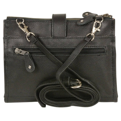 Women's Black Leather Studded Shoulder Bag 30in