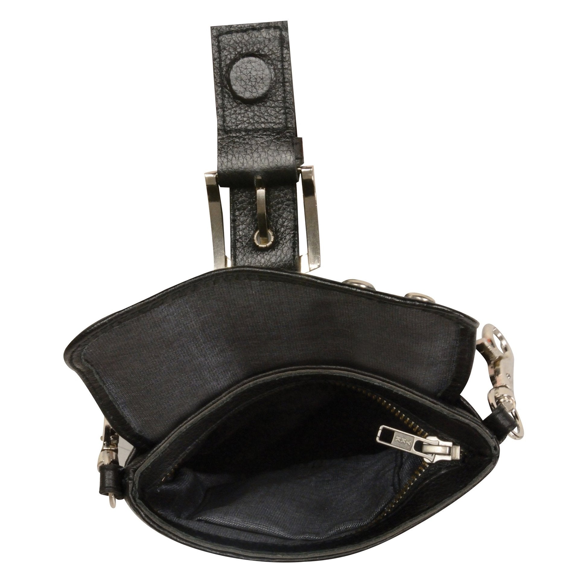 Women's Black Leather Studded Shoulder Bag