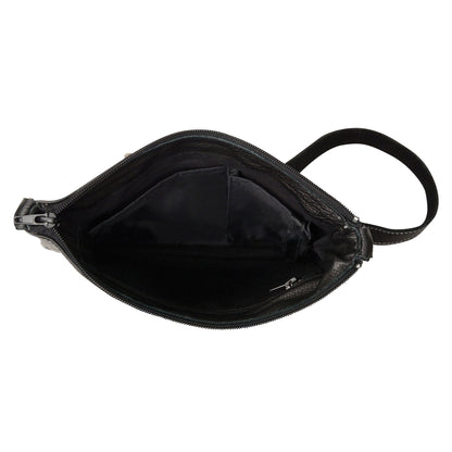 Women's Black Chain Strap Riveted Shoulder Bag Conceal Carry Pocket