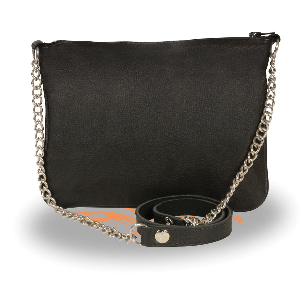 Women's Black Chain Strap Riveted Shoulder Bag Conceal Carry Pocket