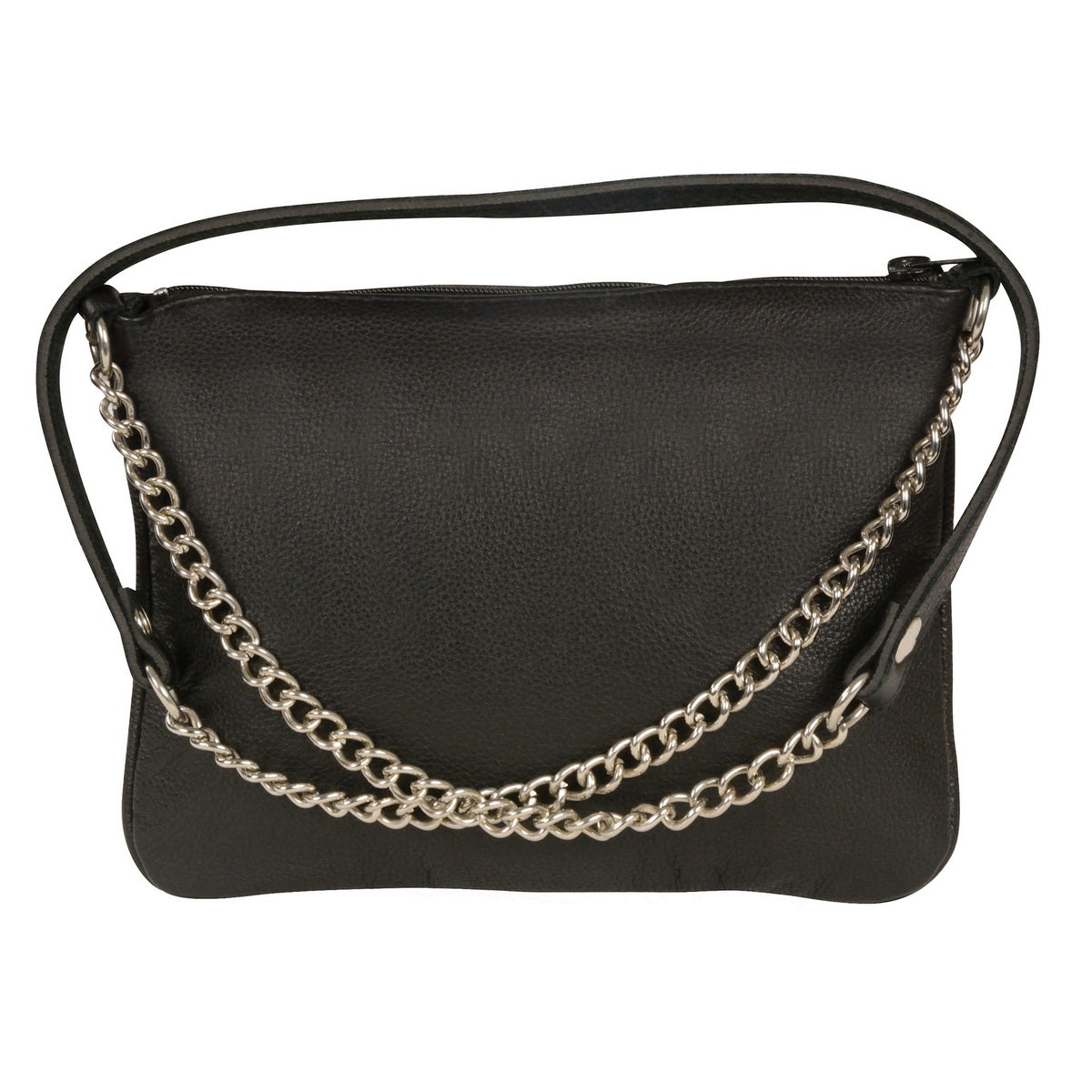 Women's Black Chain Strap Riveted Shoulder Bag Conceal Carry Pocket