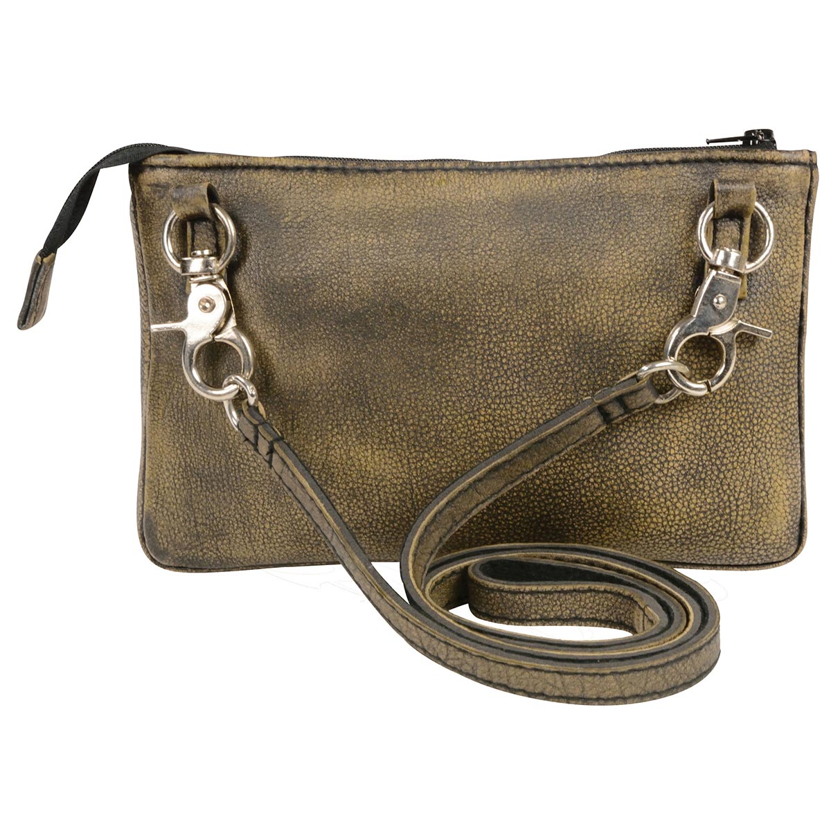 Retro Brown Leather Shoulder Bag With Zipper Closure And Leather Strap