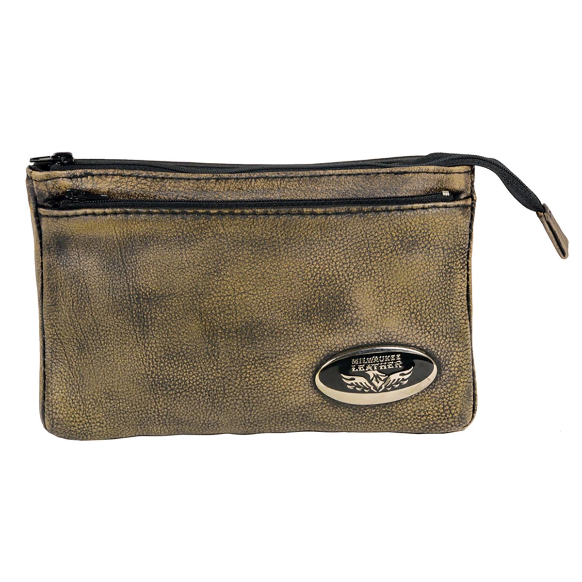 Retro Brown Leather Shoulder Bag With Zipper Closure And Leather Strap