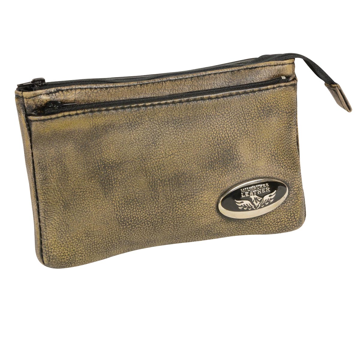 Retro Brown Leather Shoulder Bag With Zipper Closure And Leather Strap