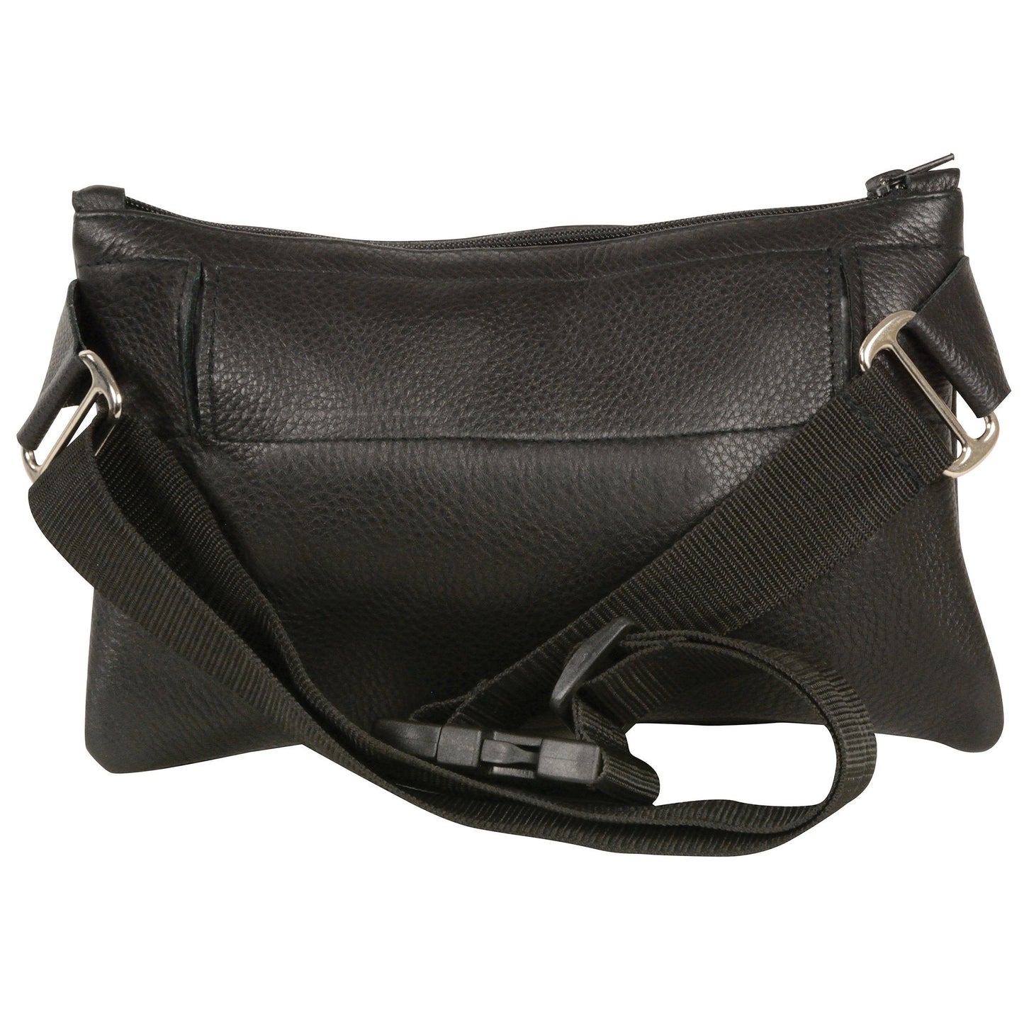 Women's Black Leather Belt Bag 8in 5.5in 3in