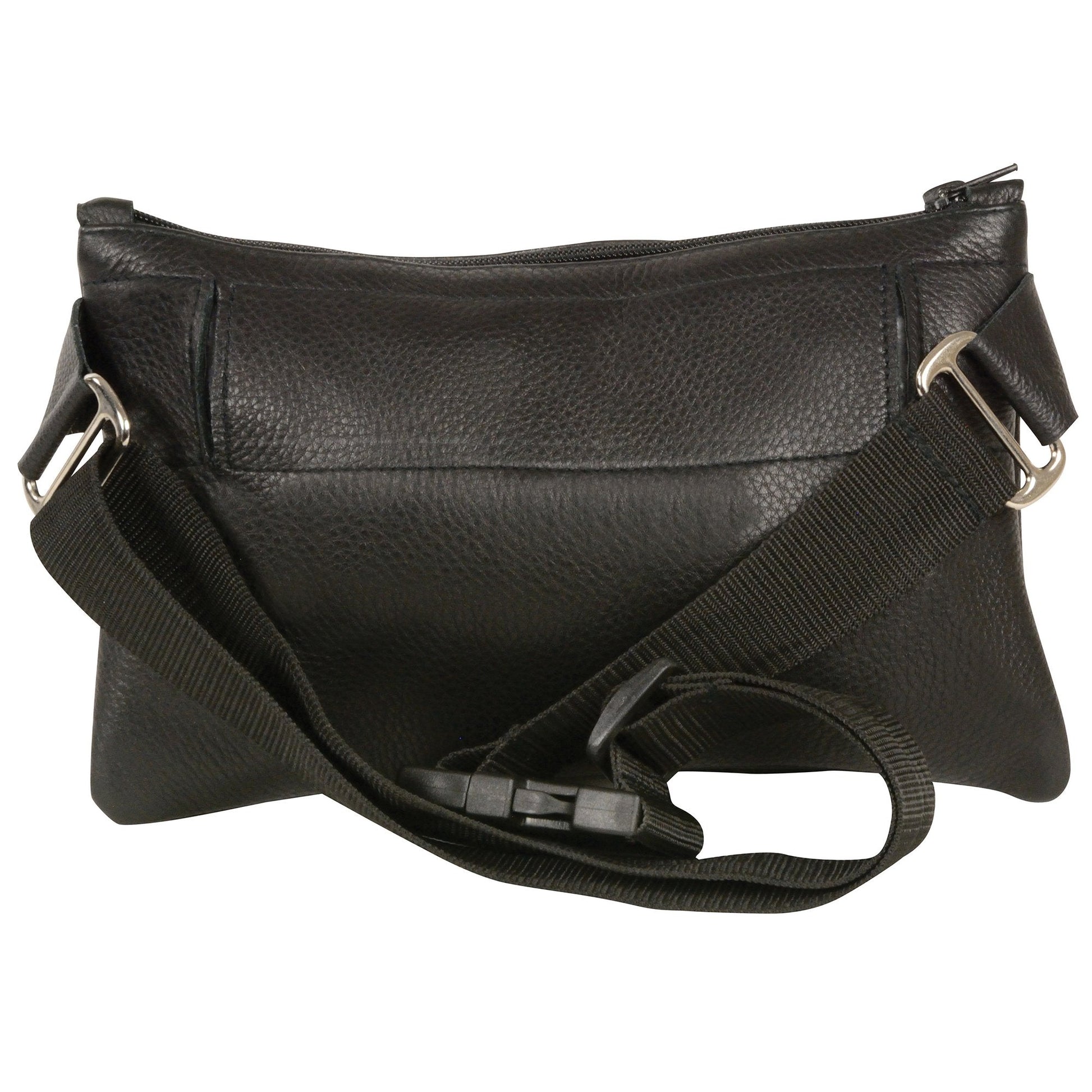 Women's Black Leather Belt Bag 8in 5.5in 3in