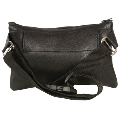 Women's Black Leather Belt Bag 8in 5.5in 3in