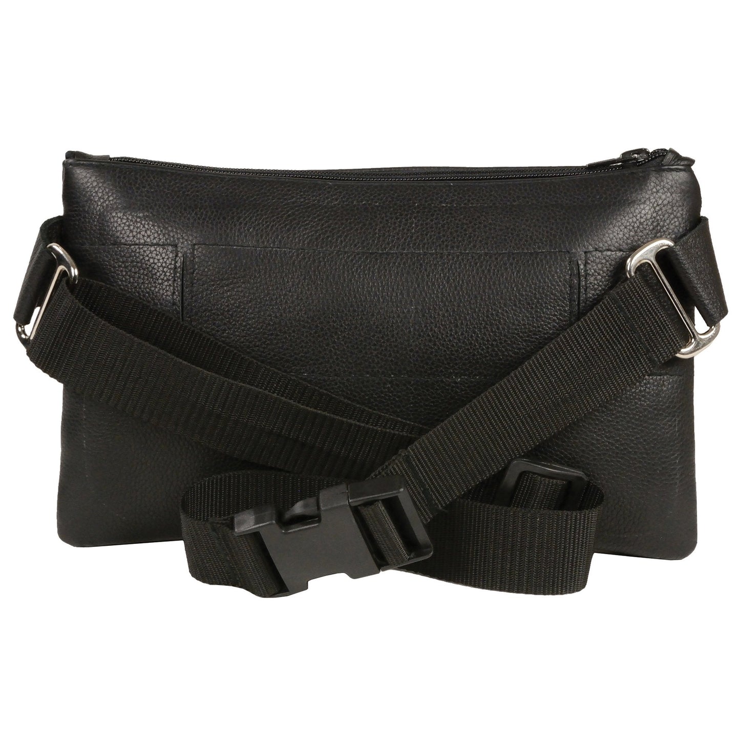 Women's Black Leather Belt Bag 8in 5.5in 3in