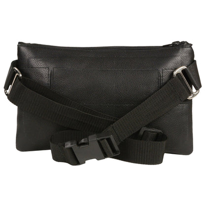 Women's Black Leather Belt Bag 8in 5.5in 3in