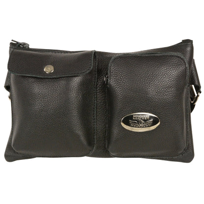 Women's Black Leather Belt Bag 8in 5.5in 3in