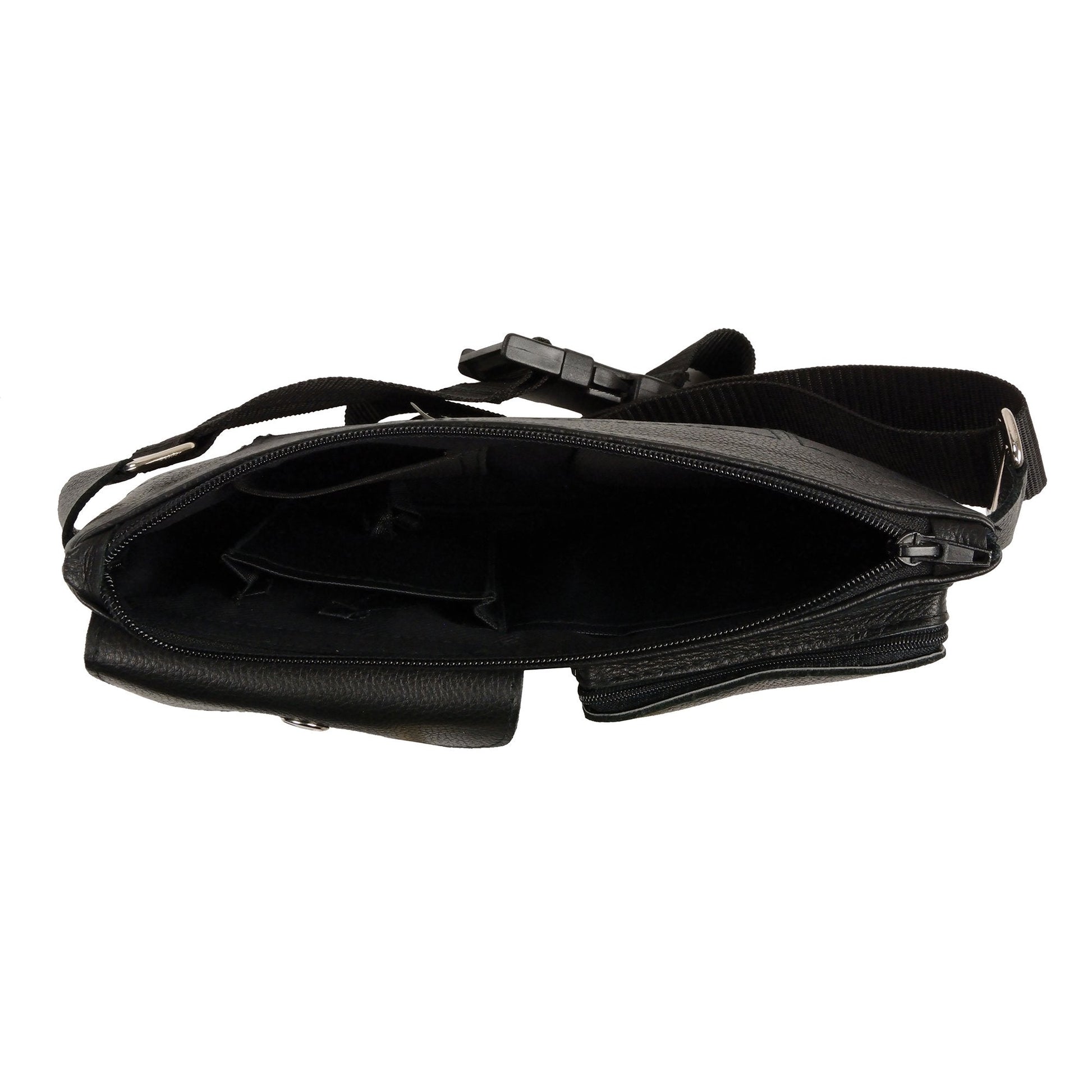 Women's Black Leather Belt Bag 8in 5.5in 3in