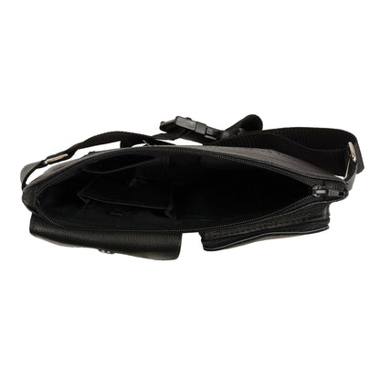 Women's Black Leather Belt Bag 8in 5.5in 3in