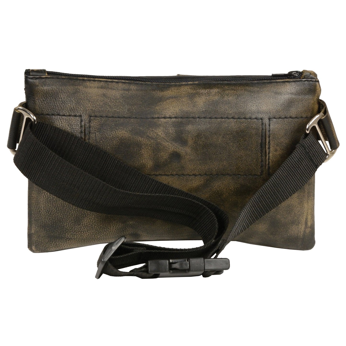 Women's Distress Brown Leather Belt Bag 8in 5.5in 3in